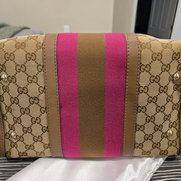 Gucci Monogram Vintage Web Medium Boston Purple Brown - Picture 15 of 16